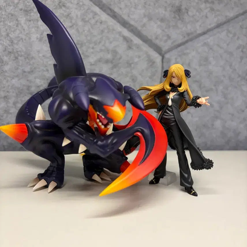 [BUNJANG] Space-R Cynthia &amp; Garchomp Resin Statue Bundle Set / 포켓몬 레진 space-r 난천, dm 한카리아스 일괄