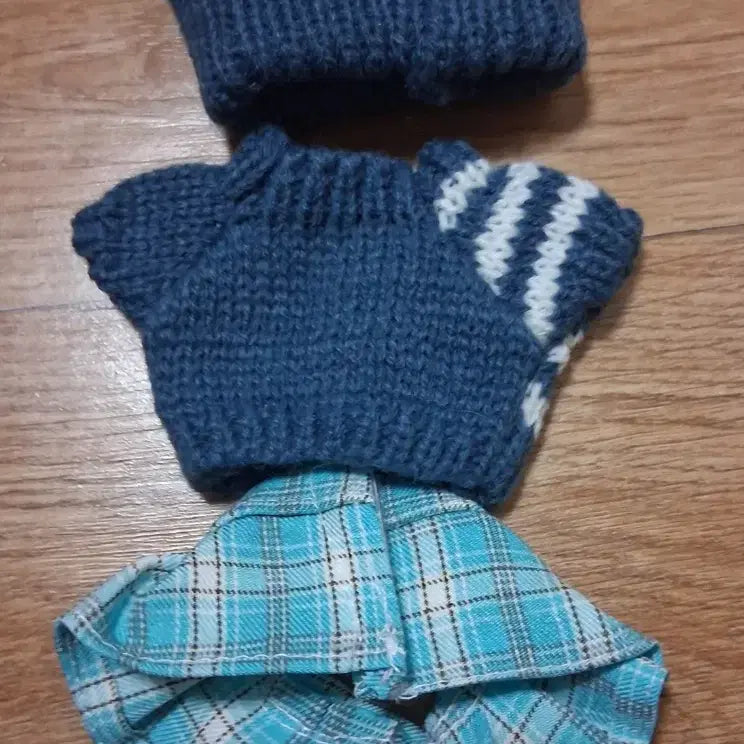 [BUNJANG] Labubu Doll Clothes 15cm/10cm Blue Knit Set / 라부부 인형옷 15cm, 10cm 파란 니트 옷 세트