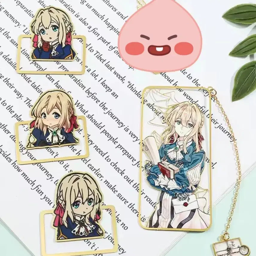 [BUNJANG] Violet Evergarden 18K Gold Plated Bookmark Set / 바이올렛 에버가든 4종 18k 도금 북마크 북클립 책갈피 신품
