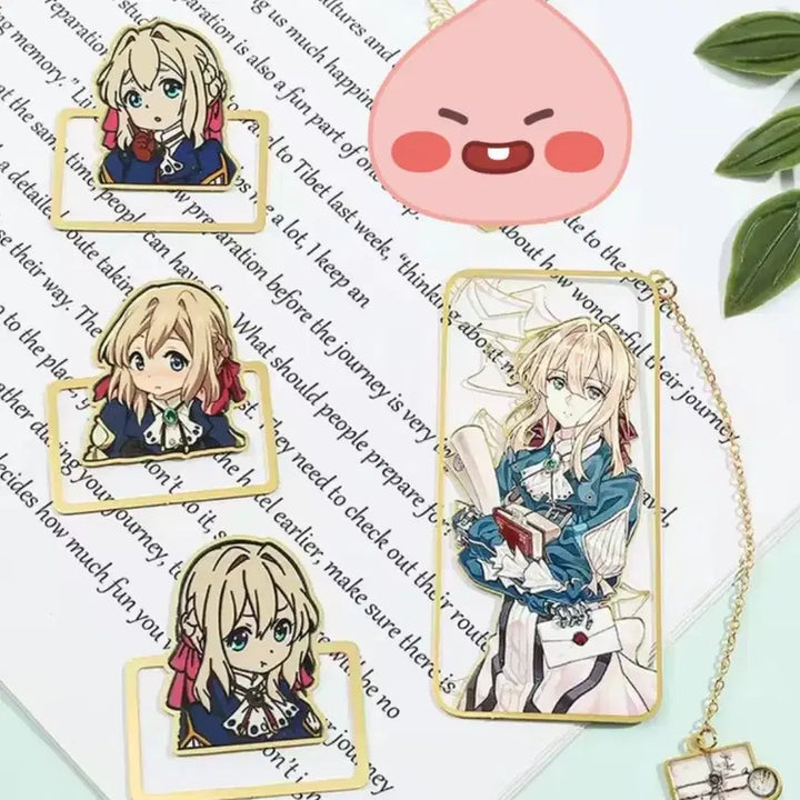 [BUNJANG] Violet Evergarden 18K Gold Plated Bookmark Set / 바이올렛 에버가든 4종 18k 도금 북마크 북클립 책갈피 신품