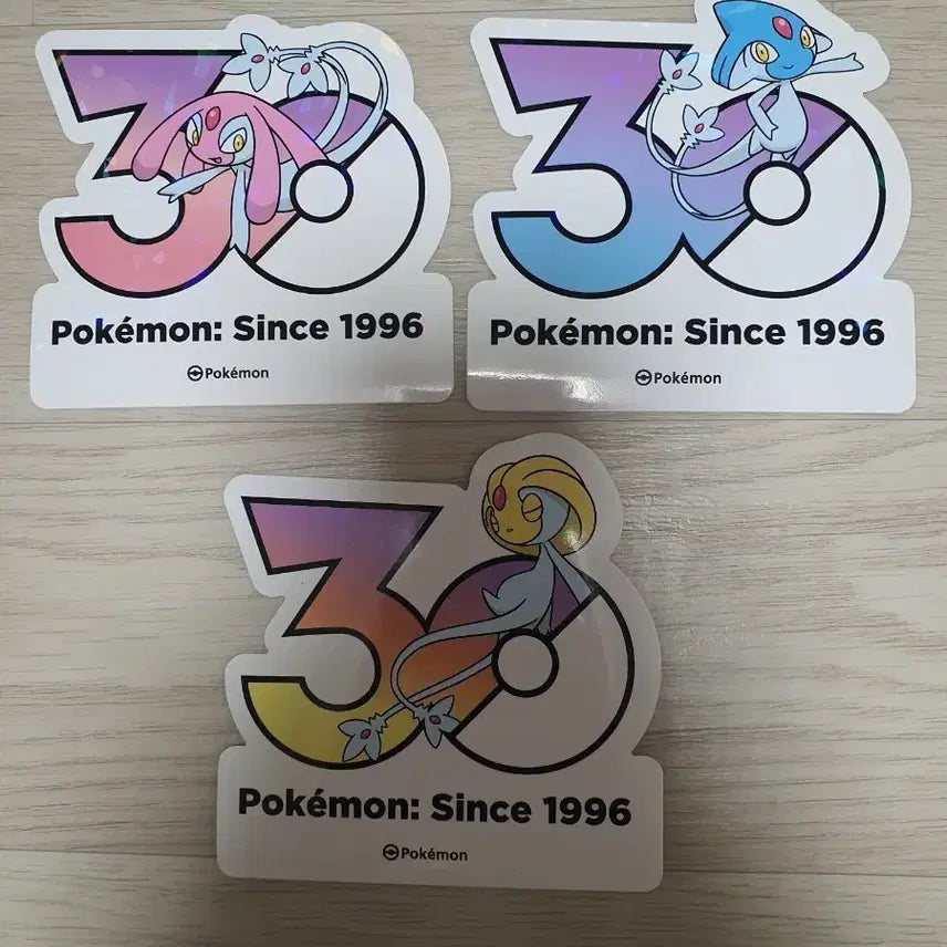 [BUNJANG] Pokemon 30th Anniversary Logo Sticker M-Light 3 Types / 포켓몬 30주년 로고 스티커 엠라이트 3종