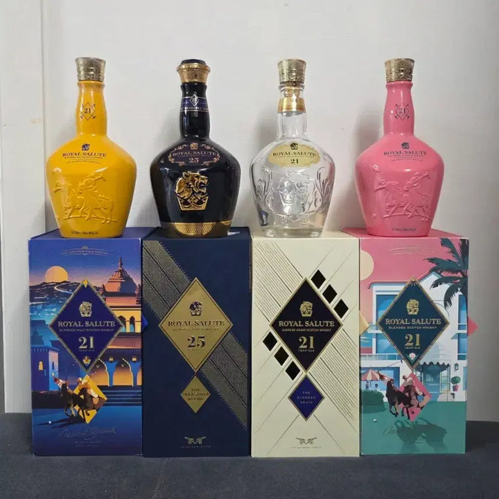 [BUNJANG] Royal Salute 21 Year Old Whisky Empty Bottles Bundle / 로얄살루트 위스키 4종 공병 일괄