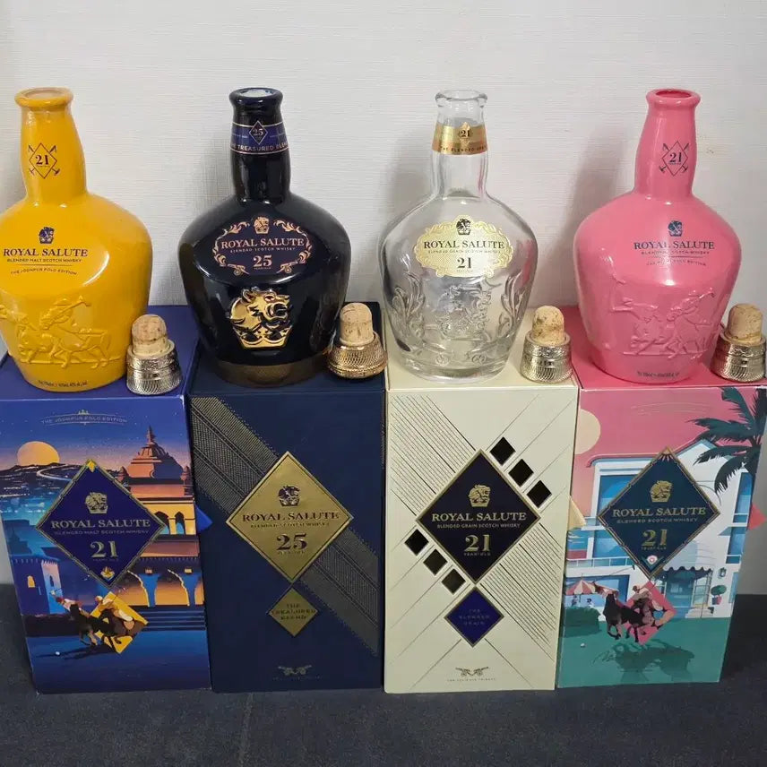[BUNJANG] Royal Salute 21 Year Old Whisky Empty Bottles Bundle / 로얄살루트 위스키 4종 공병 일괄