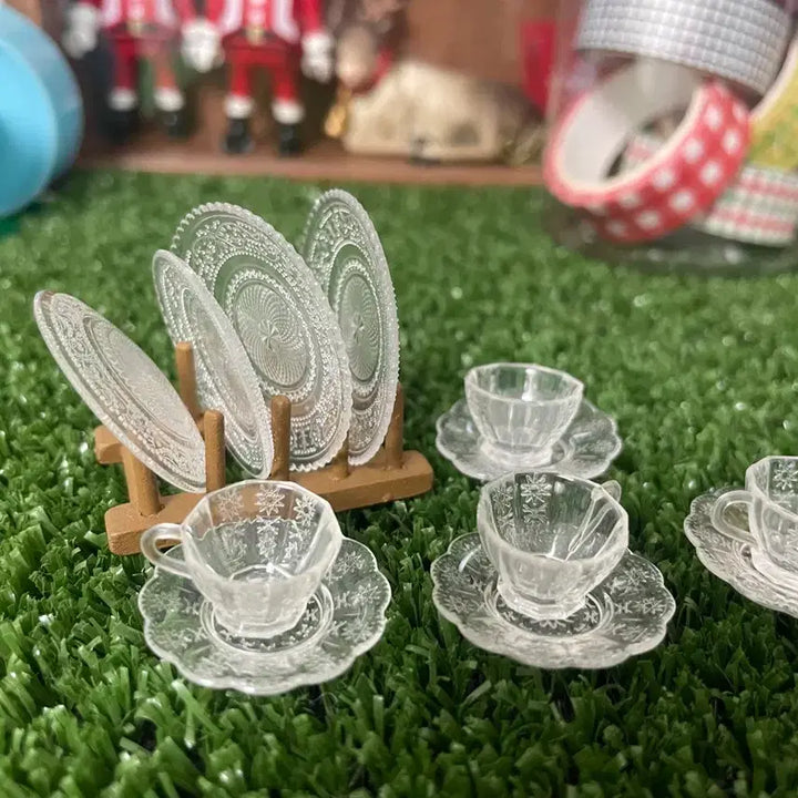 [BUNJANG] Miniature Glass Teacup Set for 4 / 미니어처 유리 찻잔 세트 4인조