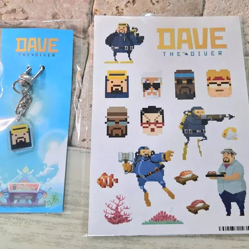 [BUNJANG] Dave the Diver Sticker &amp; Keyring Bundle Set / 데이브 더 다이버 스티커 &amp; 키링 일괄