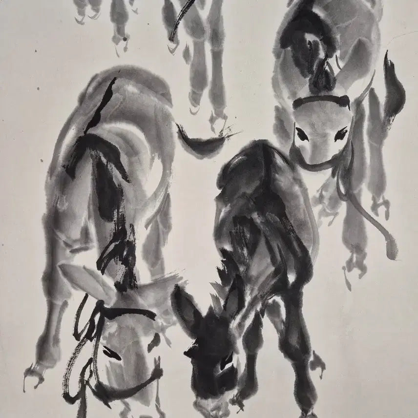 [BUNJANG] Huang Zhou Donkey Painting (Ly-do) 1980s-1990s Chinese Ink Painting / 황주, 려도(나귀그림), 70x39cm, 1980-90년대.