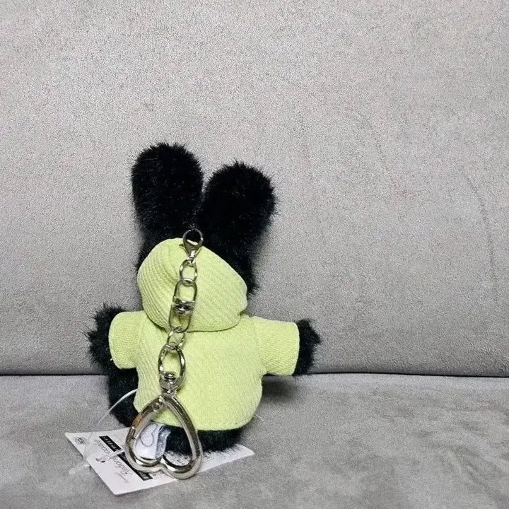 [BUNJANG] Ribbonny Rabbit 8cm Keychain Plush / 레보니 후드 토끼 블랙 8cm 키링 인형