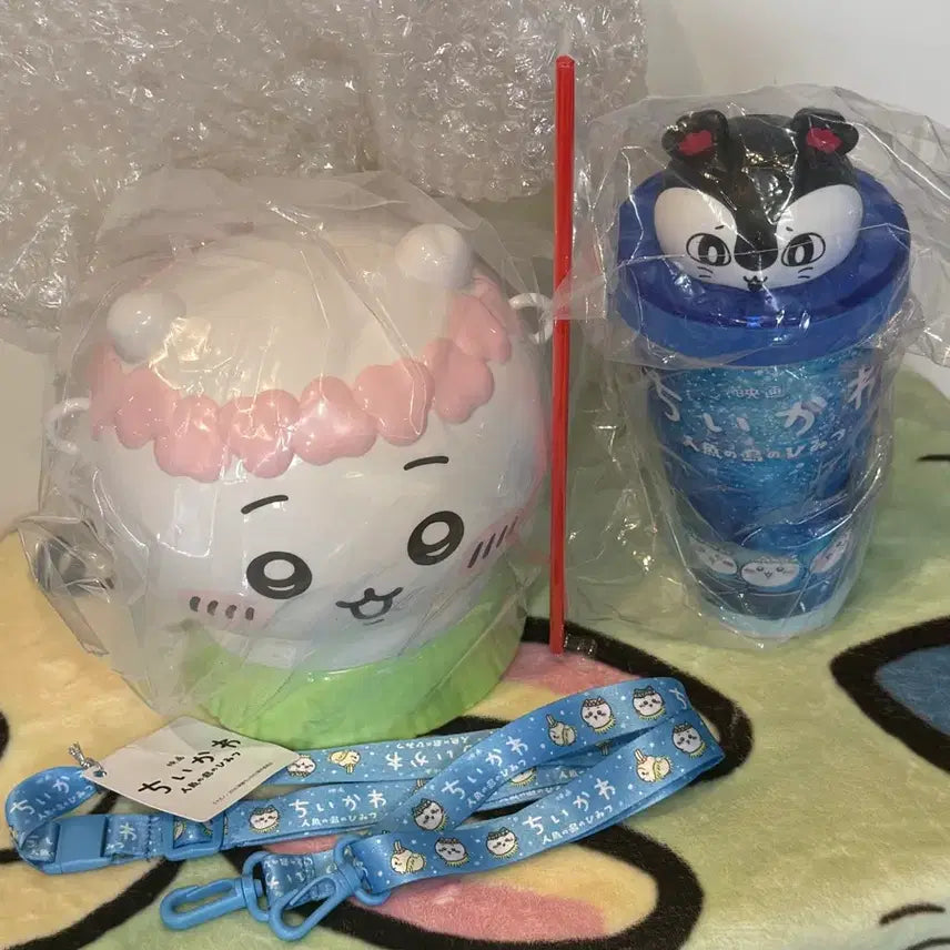 [BUNJANG] Chiikawa Mermaid Island Limited Popcorn Bucket + Siren Straw Tumbler + 2 Japanese Posters / 치이카와 인어섬 한정 팝콘통 + 세이렌 빨대 텀블러 + 일본 포스터 2종류