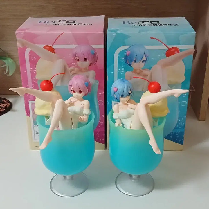 [BUNJANG] Re:Zero Ram &amp; Rem Soda Figures Set / 리제로 렘 람 소다피규어 (세트판매)