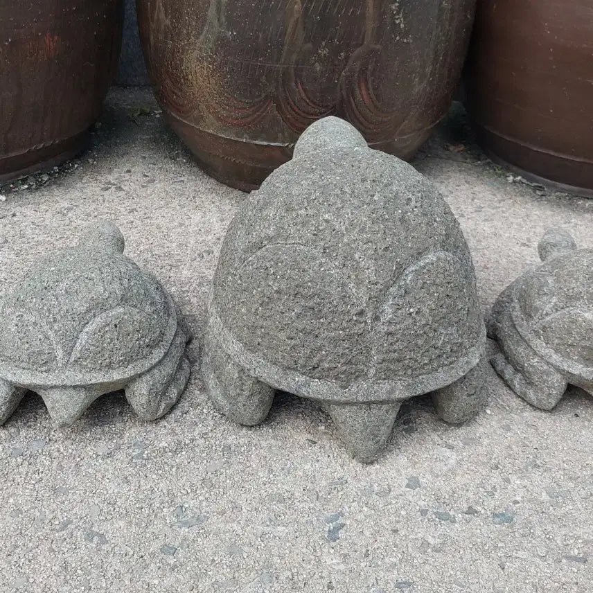[BUNJANG] Stone Turtle Sculpture Set (3 pcs) / 돌  거북이 조각품  - 장식용. 석물.