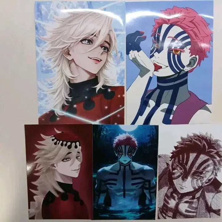 [BUNJANG] Demon Slayer Doma Akaza Illustration Postcard Set (5 Types) / 귀멸의 칼날 귀칼 도우마 아카자 비공굿 일러스트 엽서 5종 세트