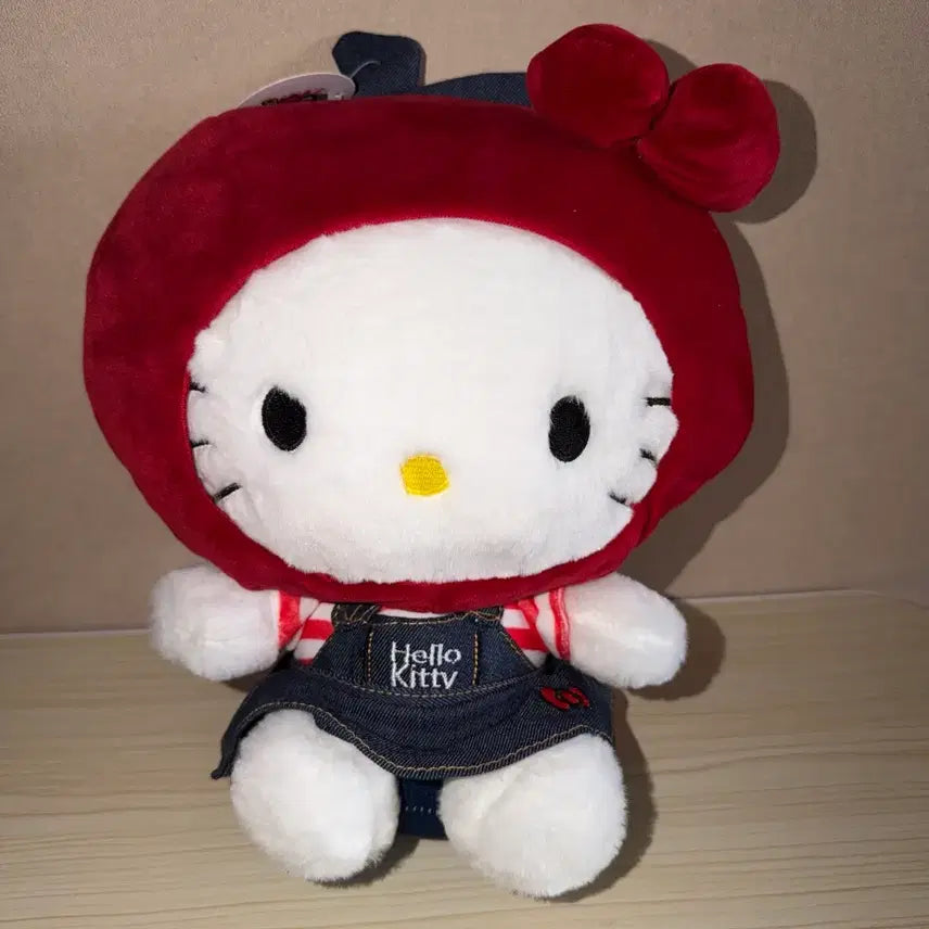 [BUNJANG] Apple Denim Hello Kitty Large Plush Doll / 사과 데님 헬로키티 인형 판매합니다!