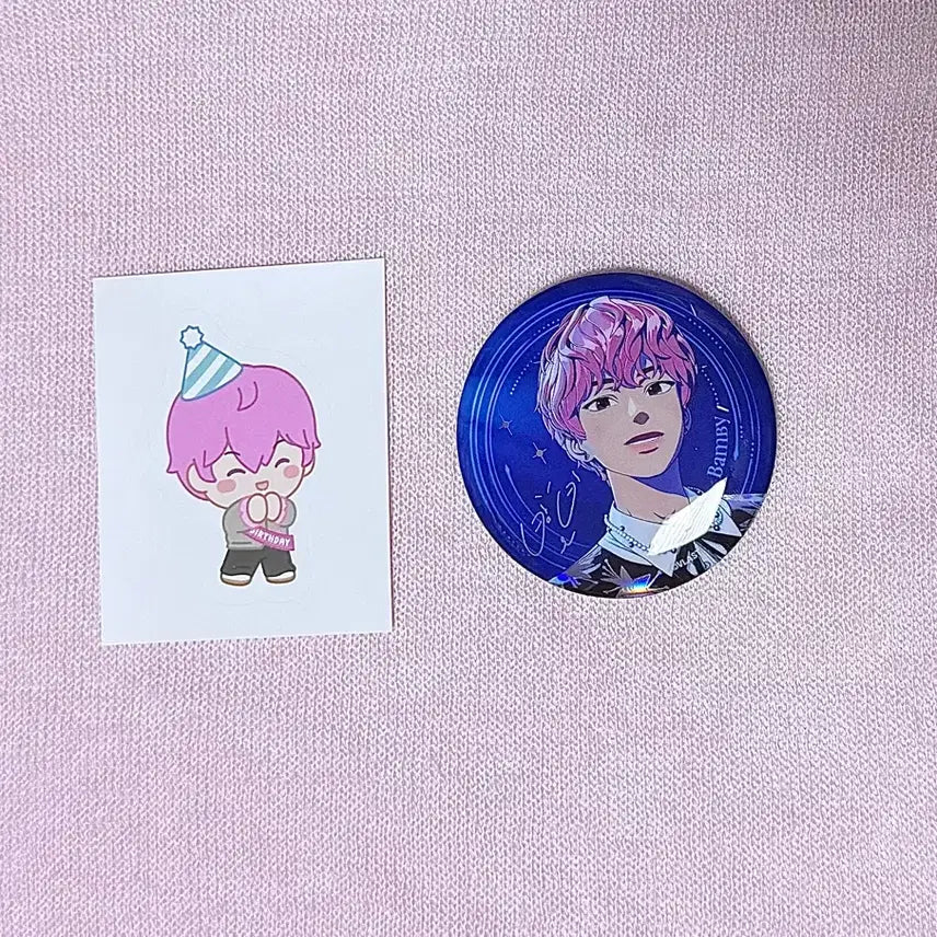 [BUNJANG] PLAVE Bambi 3rd Anniversary Cafe Sticker &amp; Concert Can Badge Bundle / 플레이브 밤비 십카페 스티커 캔뱃지