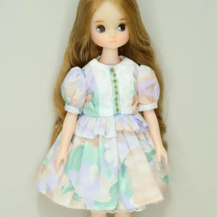 [BUNJANG] Purple Flower Dress Set for Small 6-Day Dolls / (작은 육일돌)(선주문) 퍼플 플라워 원피스
