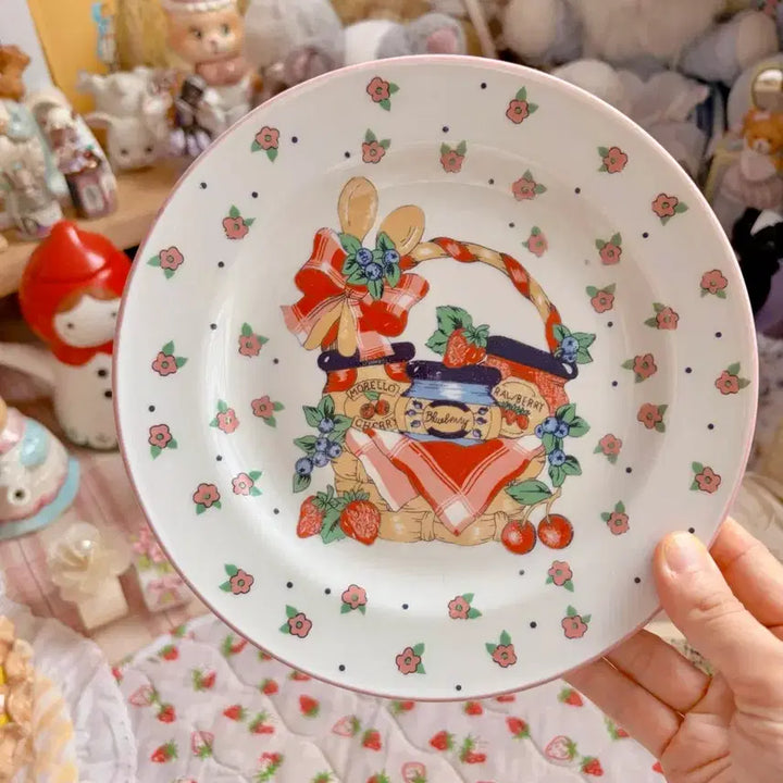 [BUNJANG] Vintage Strawberry Jam Pattern Plate / 빈티지 딸기잼 패턴 접시 오브제