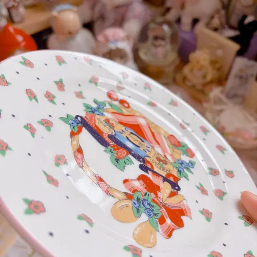 [BUNJANG] Vintage Strawberry Jam Pattern Plate / 빈티지 딸기잼 패턴 접시 오브제