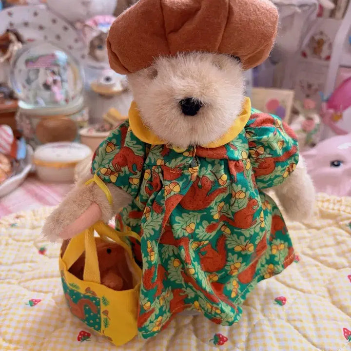 [BUNJANG] Murphy Bear Squirrel Pattern Dress Vintage Doll / (오늘까지만 할인)빈티지 다람쥐 패턴 드레스 입은 머피베어 인형
