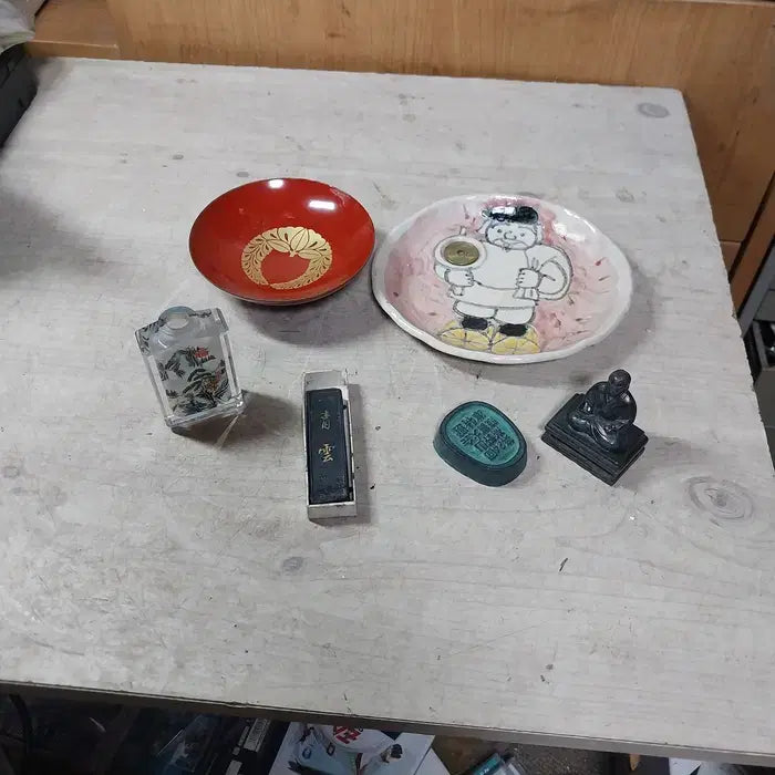 [BUNJANG] Japanese Vintage Bundle Set / 일본 빈티지 목제 잔, 청운 먹, 고야산 금속 기념품 등 일괄