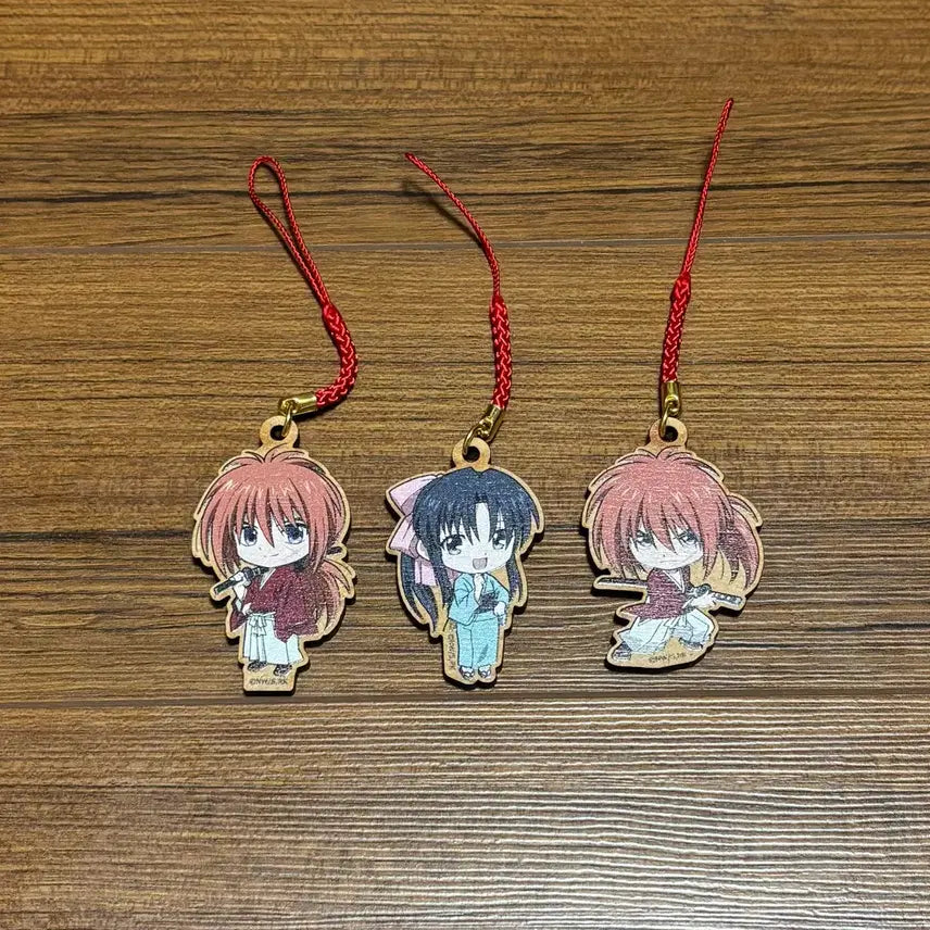 [BUNJANG] Rurouni Kenshin Himura Kenshin Kaoru Wooden Postcard Strap Goods Bundle Set / 바람의 검심 히무라 켄신 카오루 목찰 스트랩 굿즈 일괄
