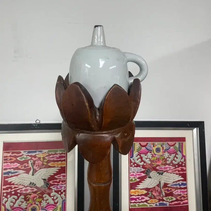 [BUNJANG] Double-Eyed Oil Lamp Stand with Ceramic Holder / 쌍목안 등잔대 호롱포함
