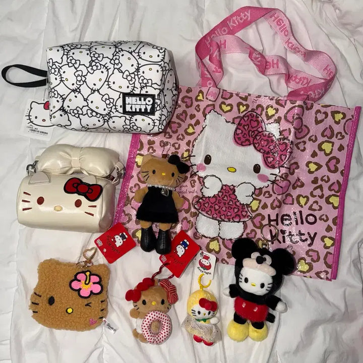 [BUNJANG] Sanrio Hello Kitty Pouch, Tarpaulin Bag, Cross Bag, Plush, Keychain Set / 산리오 헬로키티 키티 파우치 타포린백 크로스백 파우치 튜브 미키 딸기 인형 키링 새상품