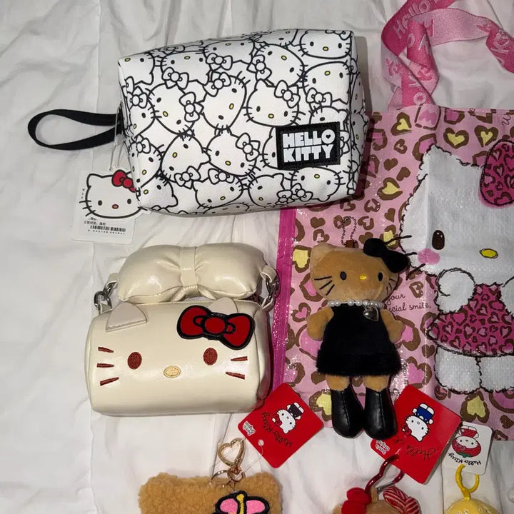 [BUNJANG] Sanrio Hello Kitty Pouch, Tarpaulin Bag, Cross Bag, Plush, Keychain Set / 산리오 헬로키티 키티 파우치 타포린백 크로스백 파우치 튜브 미키 딸기 인형 키링 새상품
