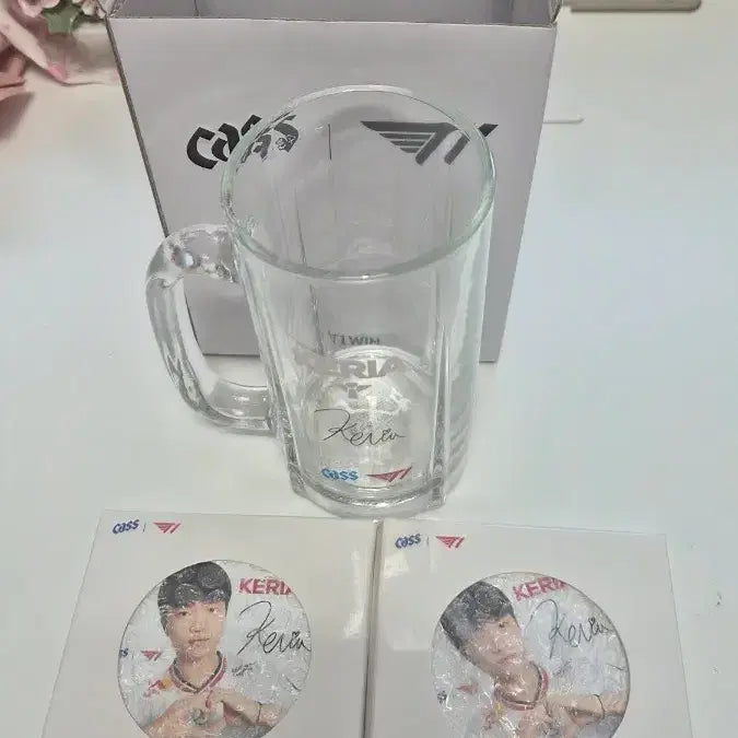 [BUNJANG] Cass x T1 Keria Beer Glass Set / 새상품)카스 T1 케리아 맥주잔1개 + 카스코스터2개 일괄