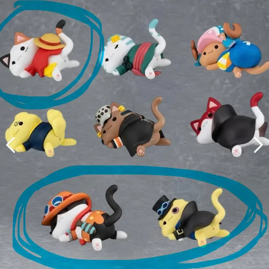 [BUNJANG] One Piece Megacat Nyangpiece Luffy Ace Sabo Bundle Set / 원피스 메가캣 냥피스 찰싹 루피 에이스 사보 일괄