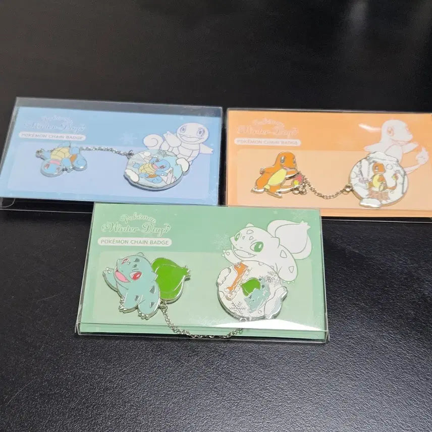 [BUNJANG] Pokemon Store Chain Badge Winter Days Set / 포켓몬 스토어 체인 뱃지 Winter Days 이상해씨 파이리 꼬북이 3종 일괄 판매