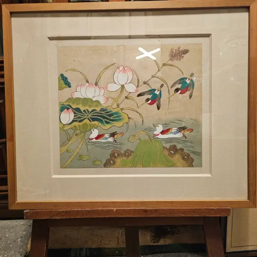 [BUNJANG] Modern Minhwa Painting: Mandarin Ducks with Lotus / 현대 민화.