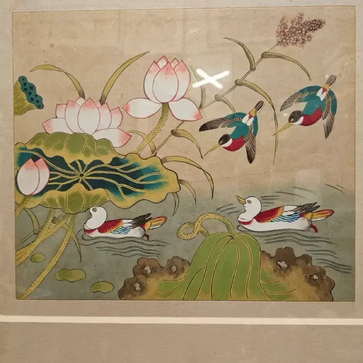 [BUNJANG] Modern Minhwa Painting: Mandarin Ducks with Lotus / 현대 민화.