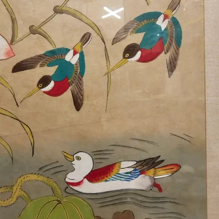 [BUNJANG] Modern Minhwa Painting: Mandarin Ducks with Lotus / 현대 민화.