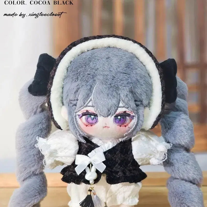 [BUNJANG] 10cm Doll Clothes Tweed Hanbok Cocoa Black Basic Pants / (현물) 10cm 솜 인형옷 씽그리옷장 트위드한복 코코아블랙 베이직바지