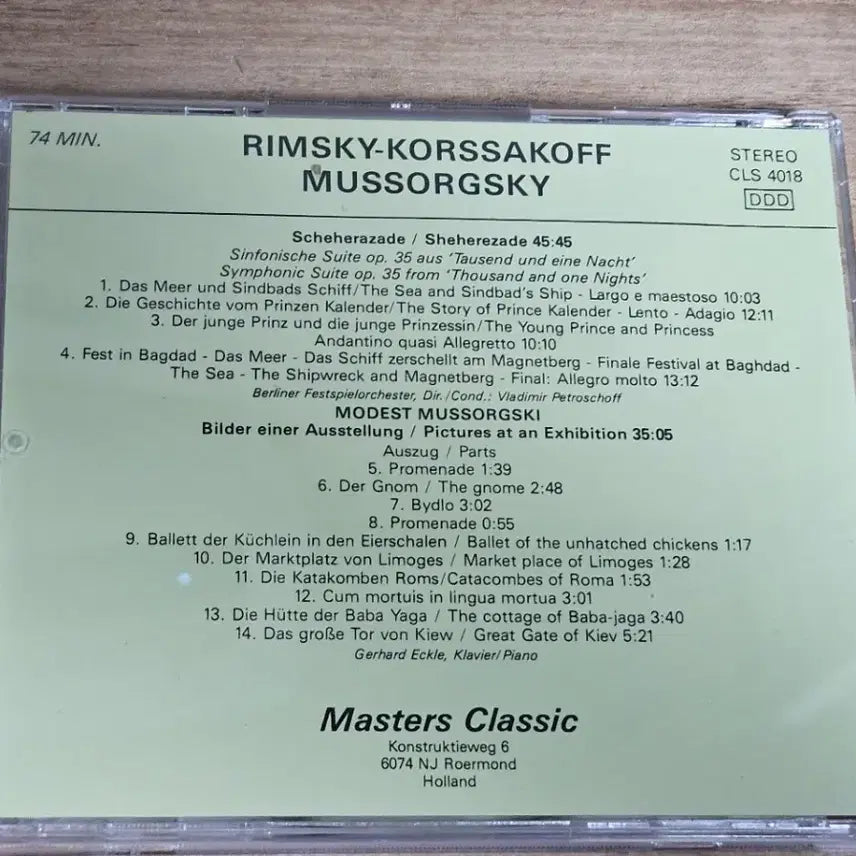 [BUNJANG] Rimsky-Korsakov Scheherazade / Mussorgsky Pictures at an Exhibition Imported CD / Rimsky-Korsakov - Scheherazade / Modest Mussorgsky - Pictures at an Exhibition (수입CD)