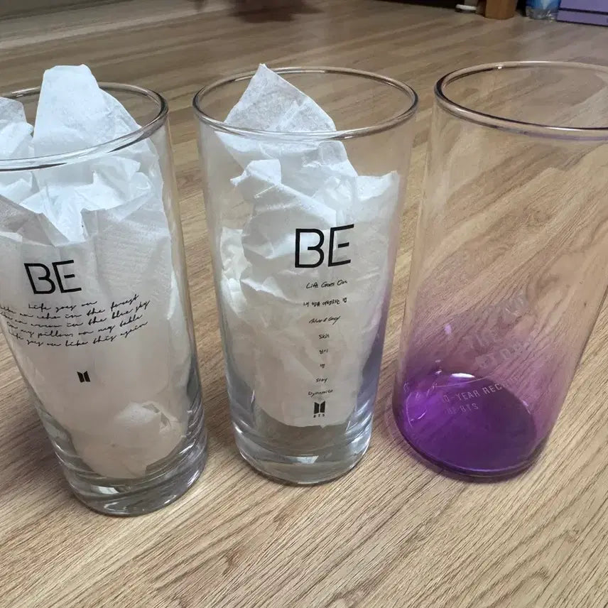 [BUNJANG] BTS BE Goods Clear Cup 3 Types Set / BTS BE 굿즈 투명 컵 3종 세트
