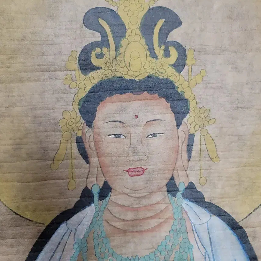 [BUNJANG] Antique Korean Buddhist Scroll Painting (Gwebul) - Avalokitesvara / 육필불화13.부처님.보살님.불교.괴불.관세음.호신불.불당.신당.고서.동양화.고문서.서예.출토.박물관