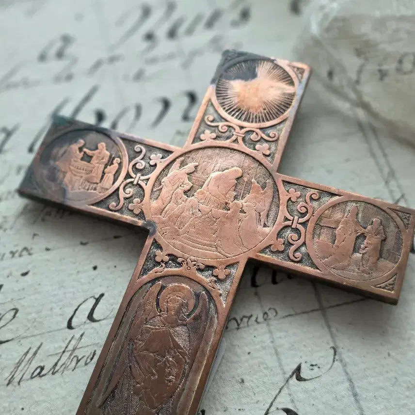 [BUNJANG] Antique French Bronze Religious Cross / 앤틱 브론즈 성화 십자가