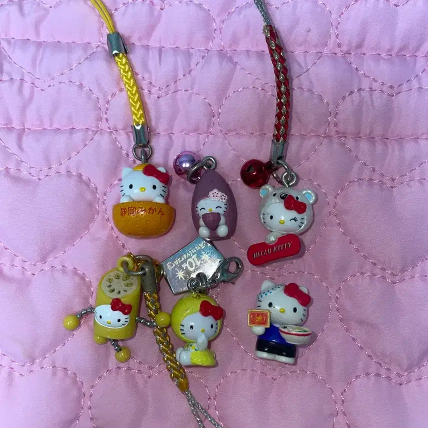 [BUNJANG] Hello Kitty Strap Bundle (Sweet Potato, Orange, Ramen, Snowboard) / 키티스트랩 일괄 고구마 달랑이 오렌지 귤 스노우보드 라멘 10주년