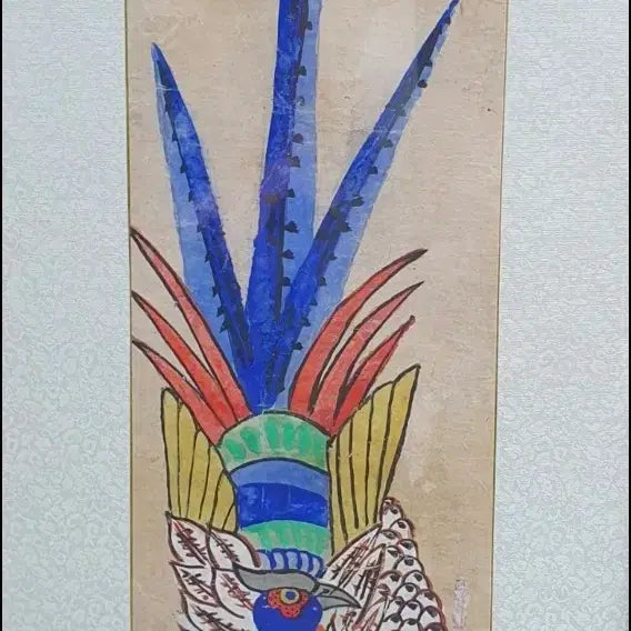 [BUNJANG] Korean Joseon Dynasty Minwha Phoenix Symmetrical Pair / 골동품 진품 조선 민화 봉황문 대련