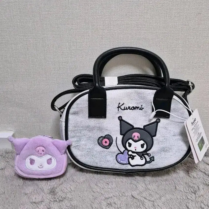 [BUNJANG] Sanrio Kuromi Mini Pouch Set (Black &amp; Lavender) / 산리오 쿠로미 가방 미니 파우치 검정&amp;연보라 세트