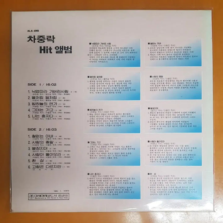 [BUNJANG] Cha Joong-rak Hit Album LP &