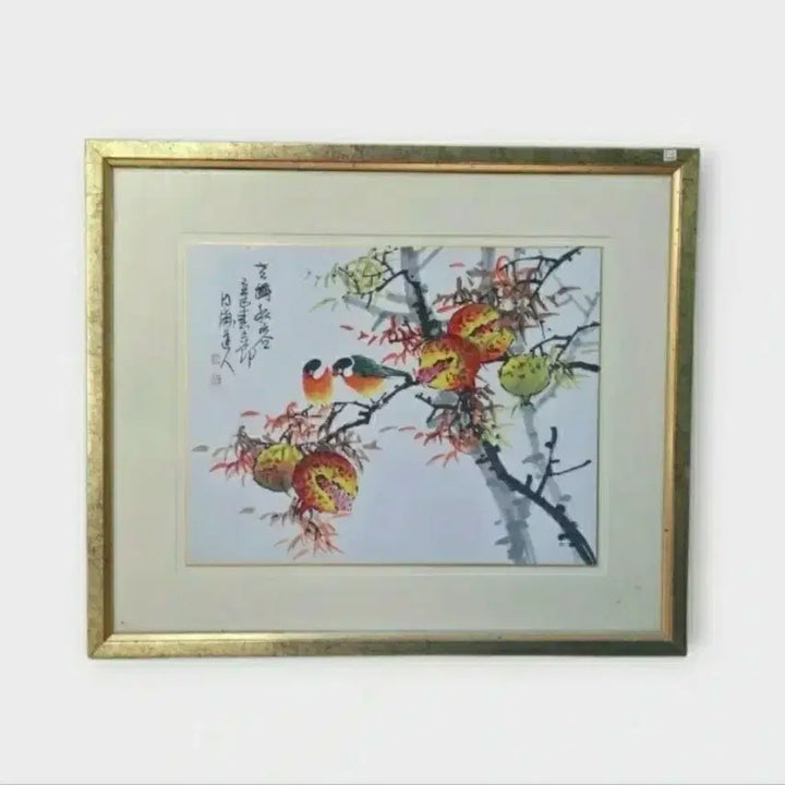 [BUNJANG] Baekpo Kwak Nam-bae Pomegranate and Sparrow Korean Painting / 동양화 한국화의 대가 백포 곽남배 석류의 참새