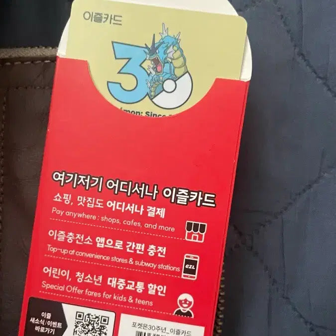[BUNJANG] Pokemon Easel Transit Card Gyarados / 포켓몬 이즐 교통카드