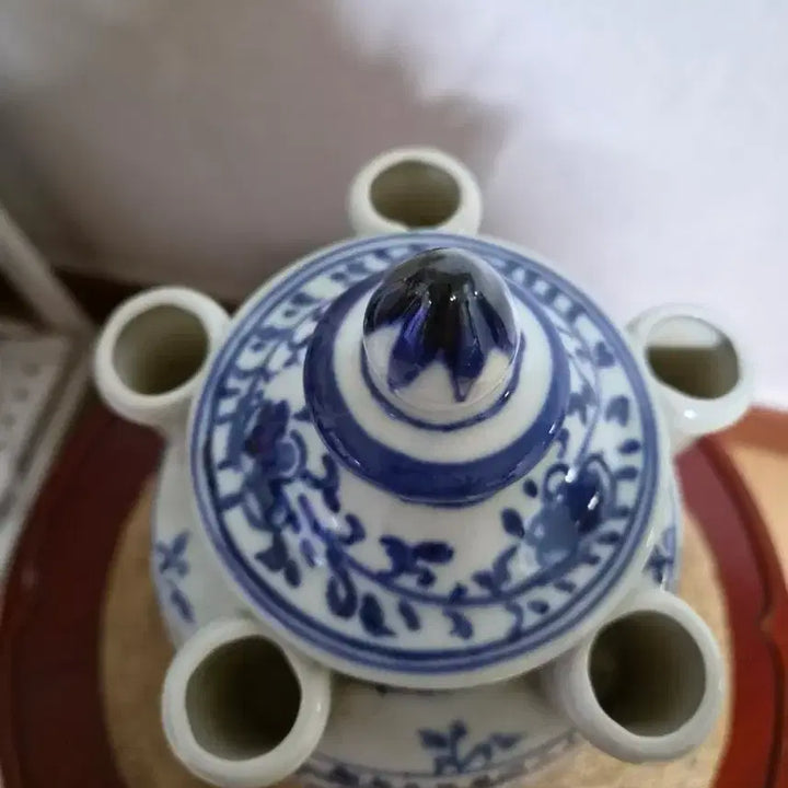 [BUNJANG] Ming Dynasty Celadon Blue and White Porcelain Pagoda Vase / 중국 골동품 대명 청화백자 탑 도자기