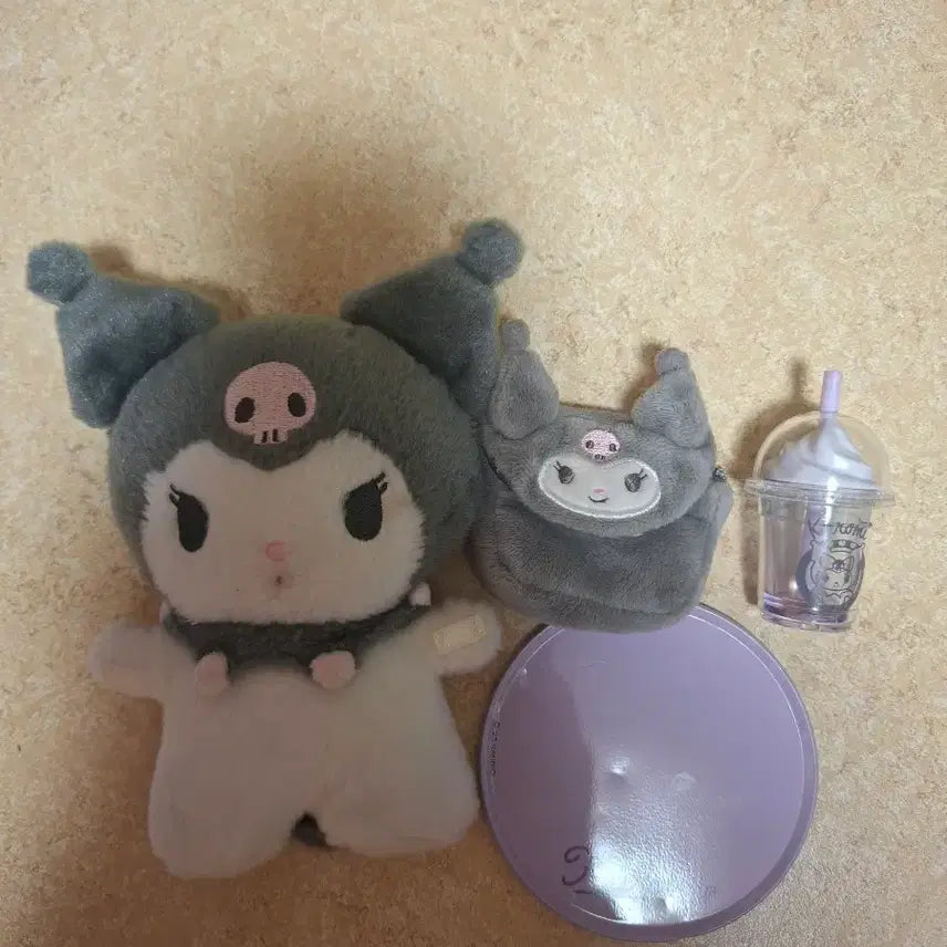 [BUNJANG] Kuromi Doll Set with Pouch and Drink Cup / 쿠로미 인형 세트