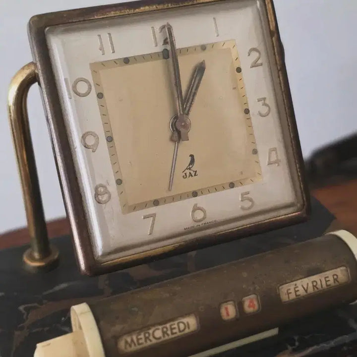 [BUNJANG] JAZ French Vintage Desk Clock Calendar / 프랑스 JAZ 데스크 캘린더 시계
