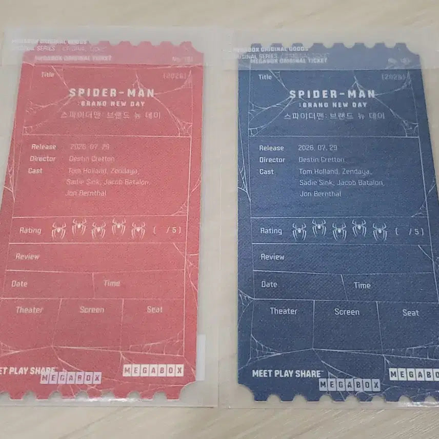 [BUNJANG] Spider-Man Original Ticket 2 Types Set (OT) / [전용박스 안전포장] 스파이더맨 오리지널티켓 2종 세트 (오티)