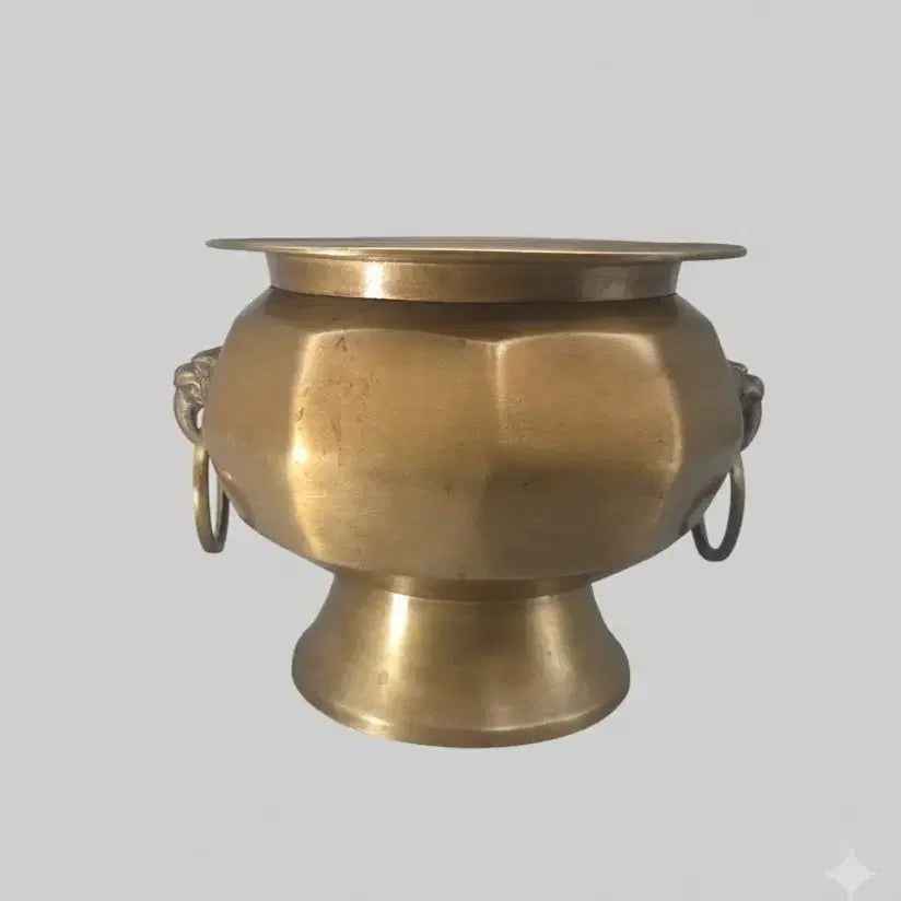 [BUNJANG] Antique Brass 10-Sided Zodiac Brazier for Tea Room / 골동품 특이한 놋쇠 서수형 10각 면도리 다실용 화로