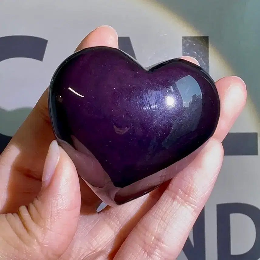 [BUNJANG] Rainbow Obsidian Heart with Purple Sheen / [천연원석] 퍼플 광학 레인보우 옵시디언 하트