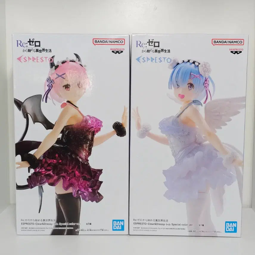 [BUNJANG] Re:Zero Rem &amp; Ram Angel Devil Espresso Special Clear &amp; Dressy Figure Set (Sealed) / 미개봉 일괄 리제로 렘 람 엔젤 천사 악마 피규어 에스프레스토 clear&amp;dressy 스페셜컬러 클리어 드레시